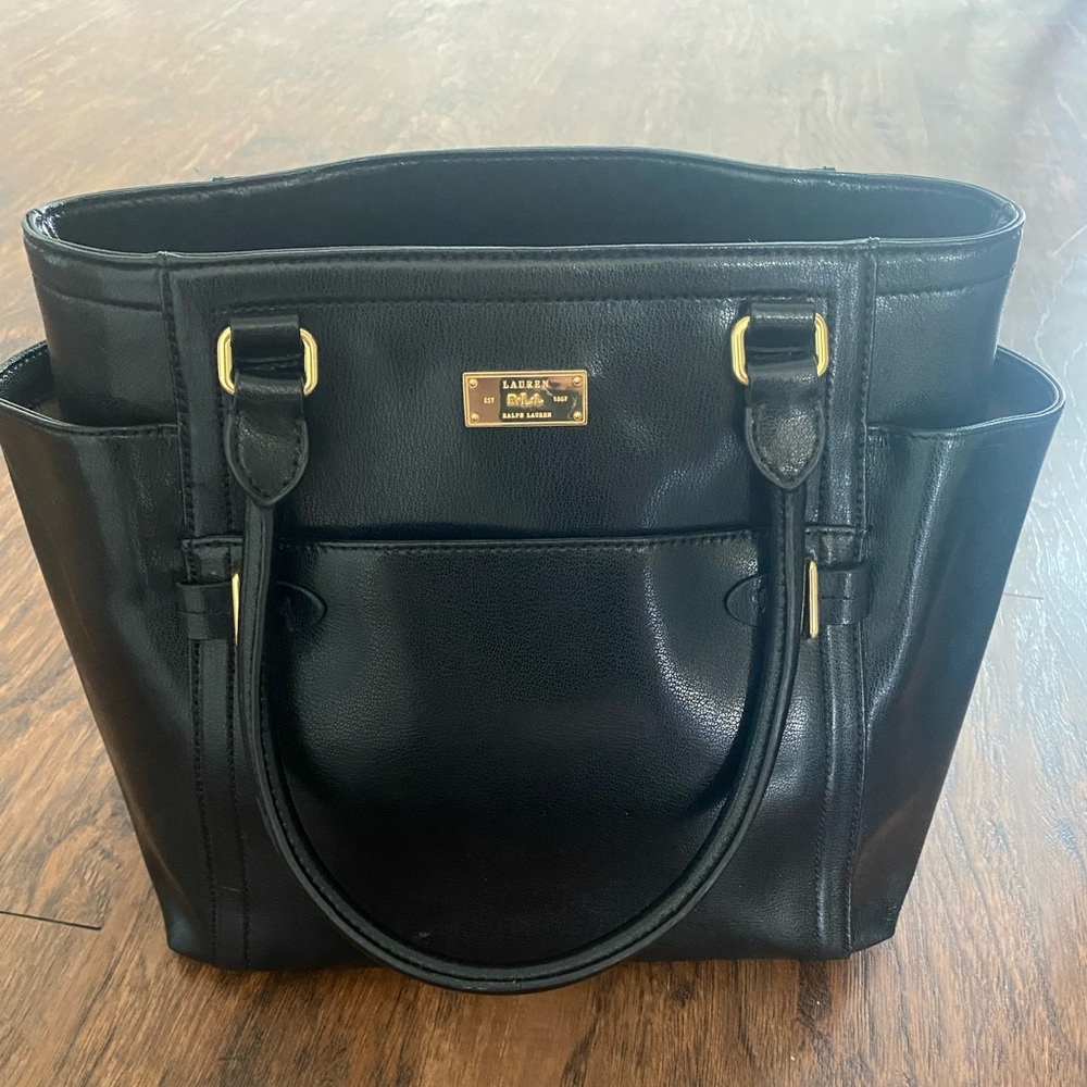 Ralph Lauren black leather tote
